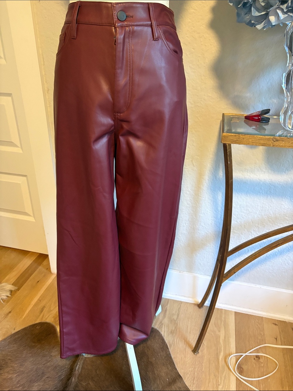 Joes Jeans Wide-Leg Faux Leather Pants in Burgundy -women